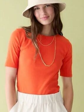 J. Crew Perfect Fit Orange Short-Sleeve Top - S